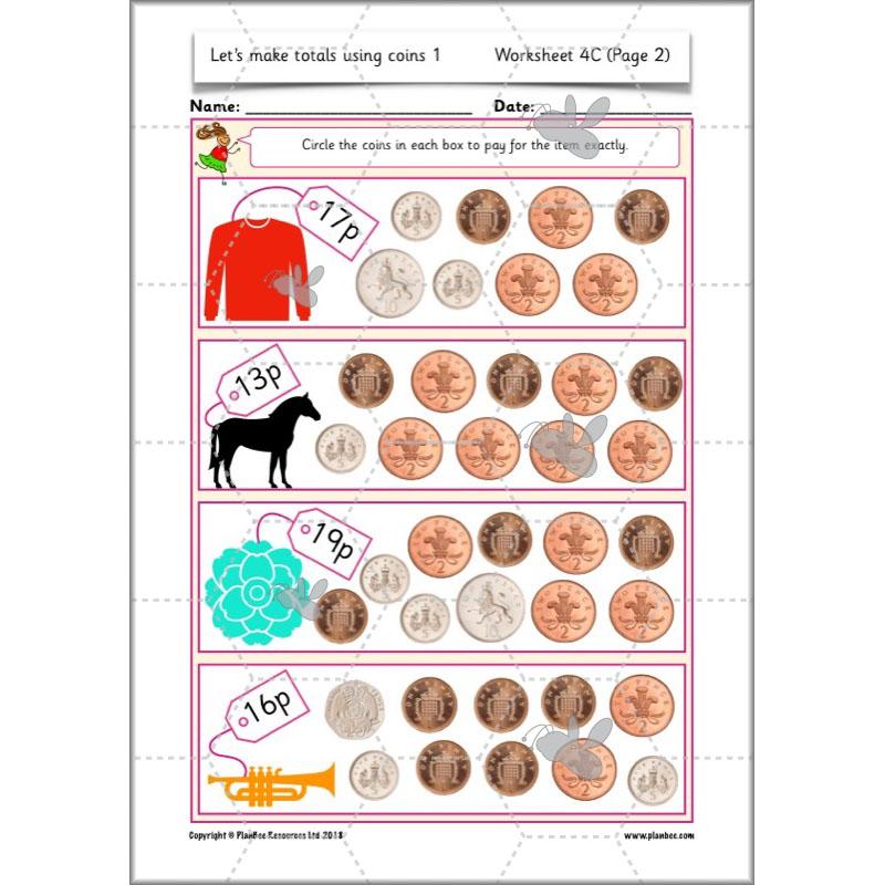 PlanBee Let’s make totals using coins 1 -  Year 1 Key Stage 1 Maths plans