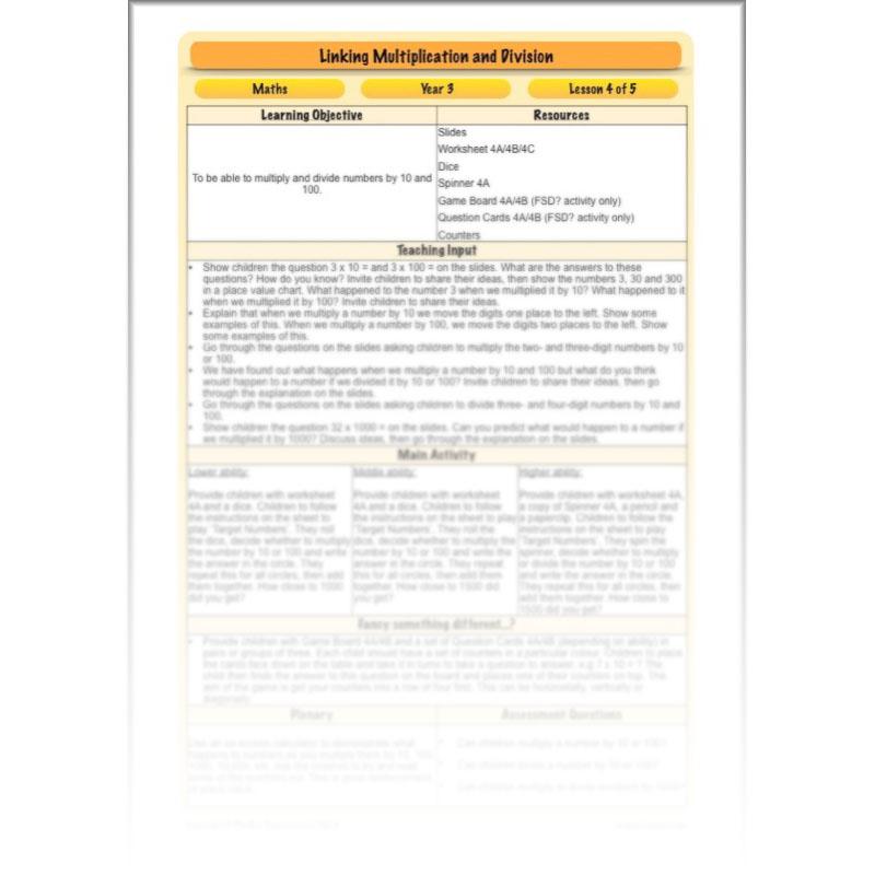 PlanBee Linking Multiplication and Division: Year 3 Primary Maths Lessons