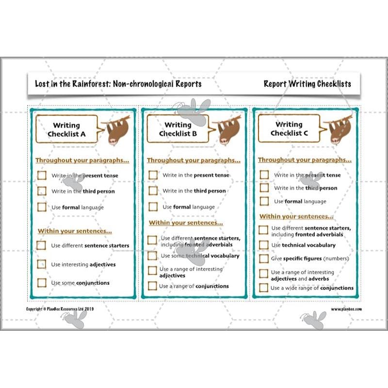 PlanBee Lost in the Rainforest: Non chronological Reports Year 3 English Plans & Resources