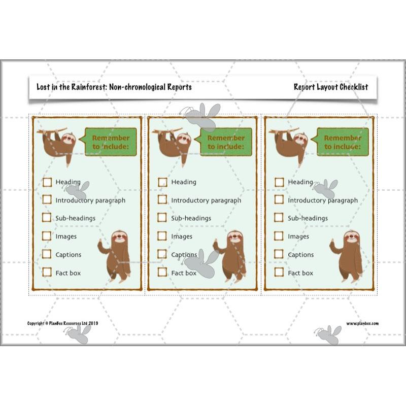 PlanBee Lost in the Rainforest: Non chronological Reports Year 3 English Plans & Resources