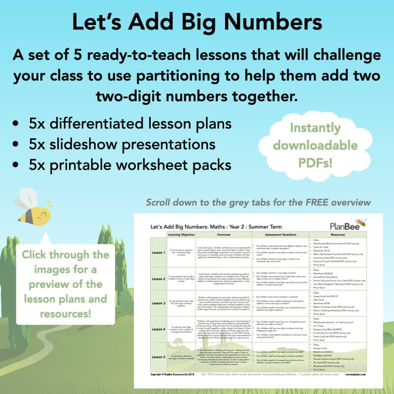 Let's Add Big Numbers: Year 2 Maths scheme of work KS1 — PlanBee