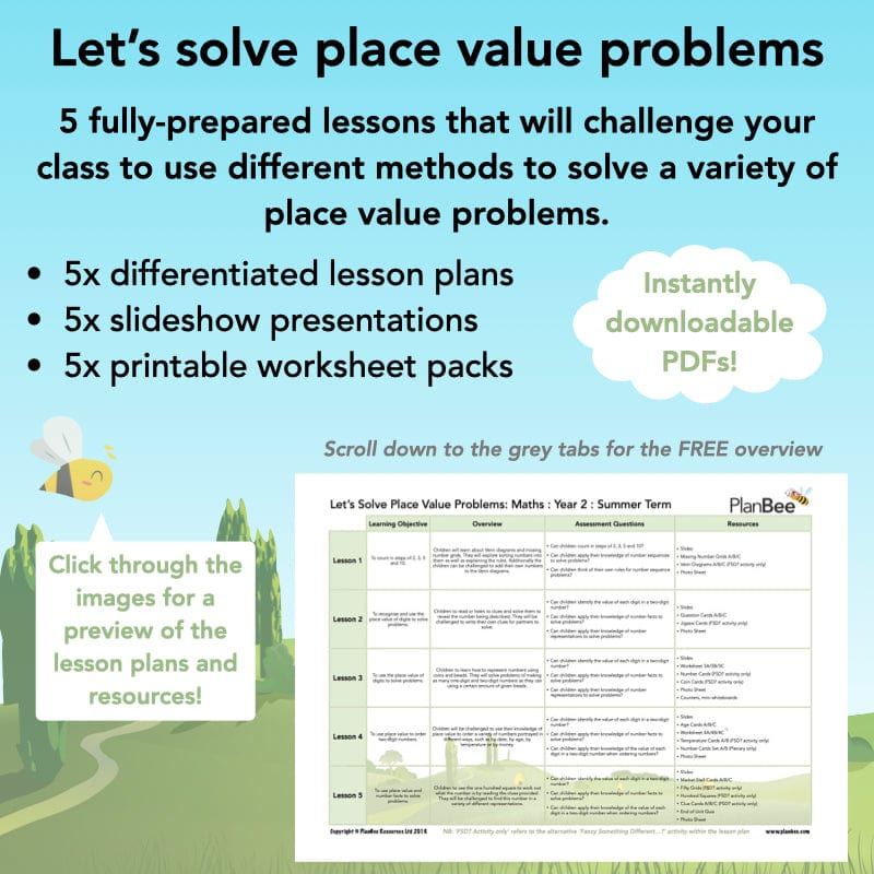 Let's Solve Place Value Problems Year 2 Maths by PlanBee