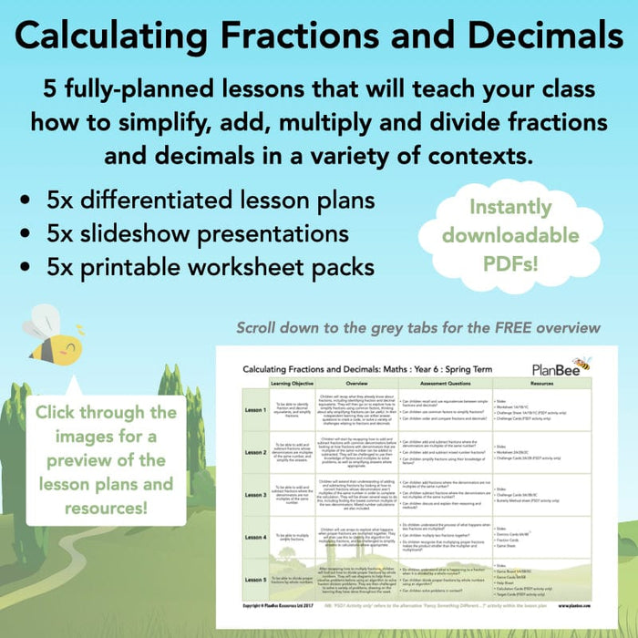 PlanBee Calculating with Fractions & Decimals Year 6 Maths | PlanBee