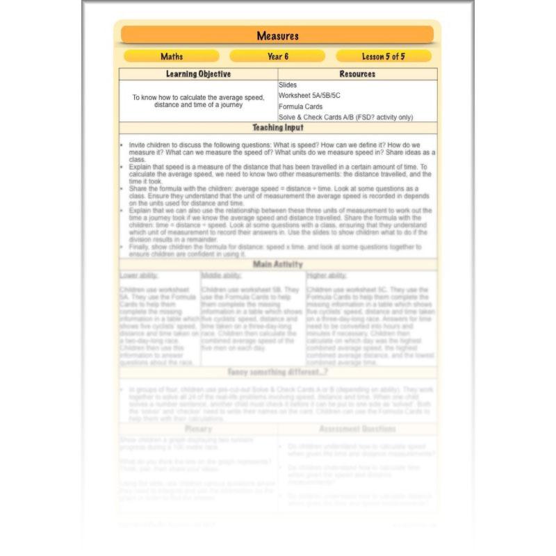 PlanBee Measures Year 6 Maths Lesson Planning and Resources