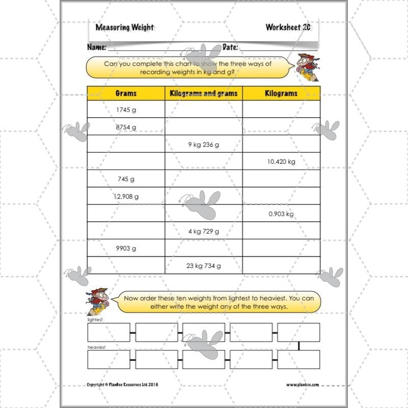 PlanBee Measuring Weight - Measurement: Primary Year 4 Maths Planning KS2