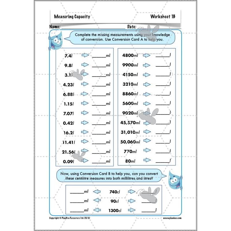 PlanBee Measuring Capacity Year 4 Maths Lesson Planning Pack