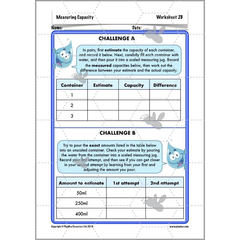 PlanBee Measuring Capacity Year 4 Maths Lesson Planning Pack