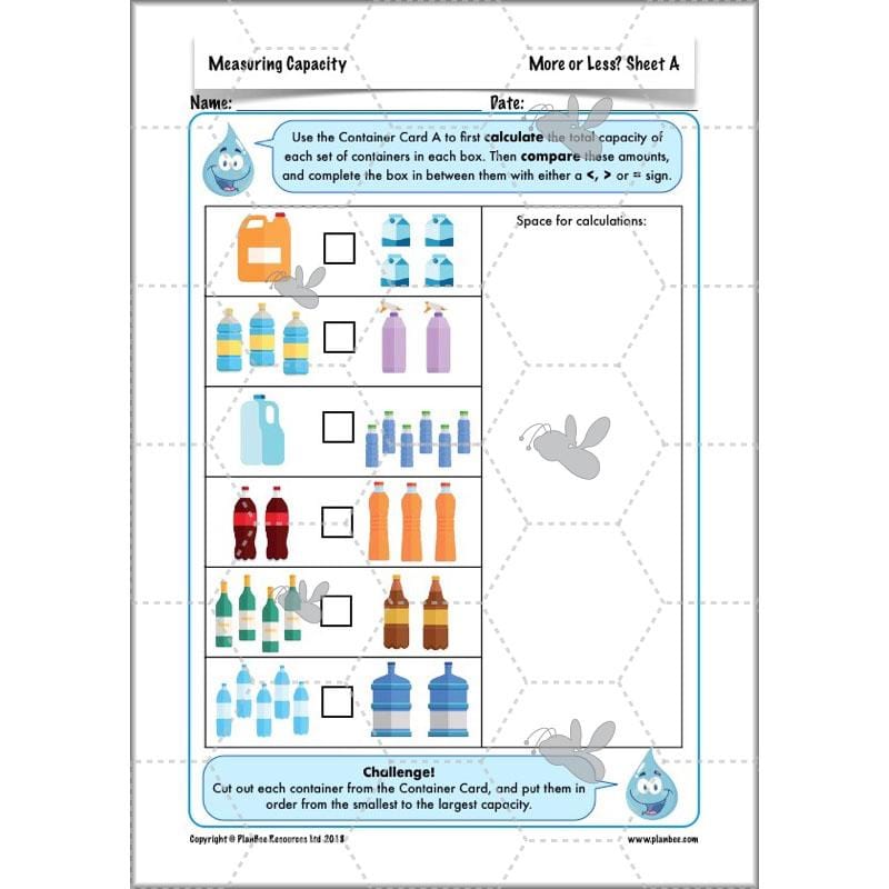 PlanBee Measuring Capacity Year 4 Maths Lesson Planning Pack