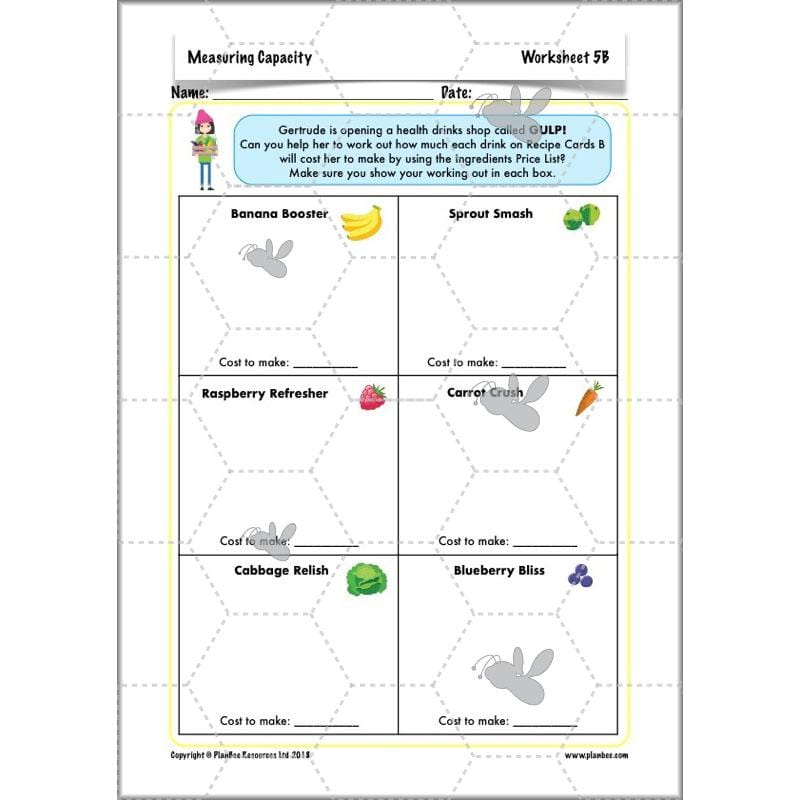 PlanBee Measuring Capacity Year 4 Maths Lesson Planning Pack