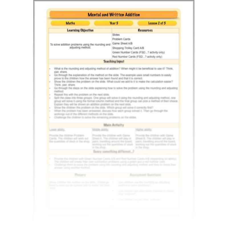 PlanBee Mental & Written Addition - Year 5 Maths Planning - PlanBee