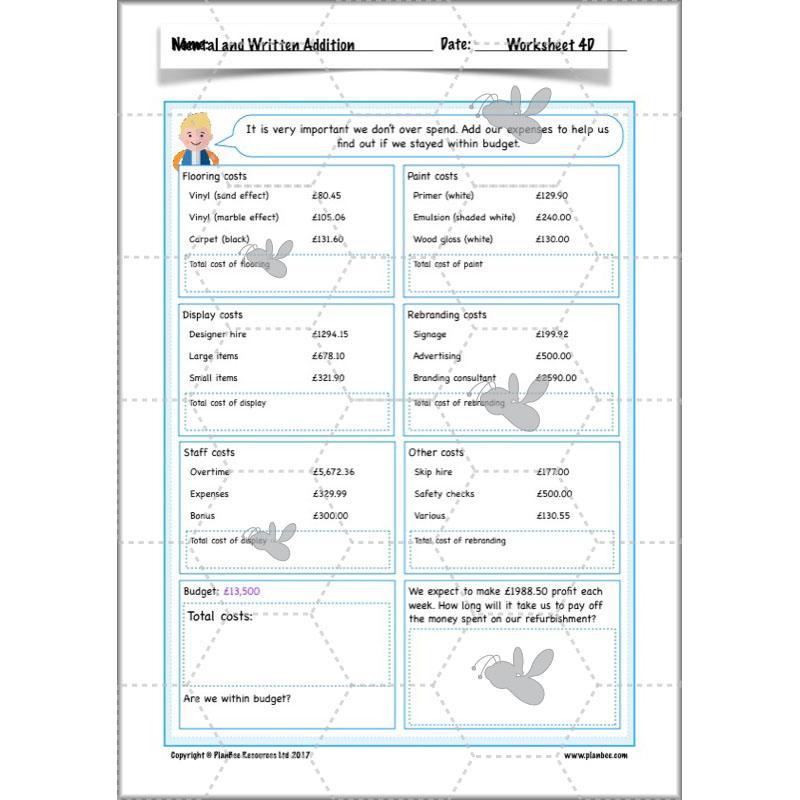 PlanBee Mental & Written Addition - Year 5 Maths Planning - PlanBee