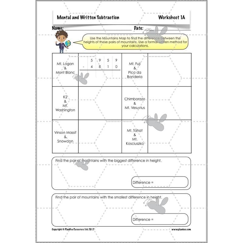 PlanBee Mental & Written Subtraction - Year 5 Maths Planning PlanBee