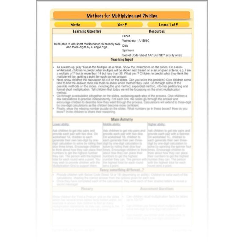PlanBee Methods for Multiplying and Dividing - Year 5 Maths Planning - PlanBee