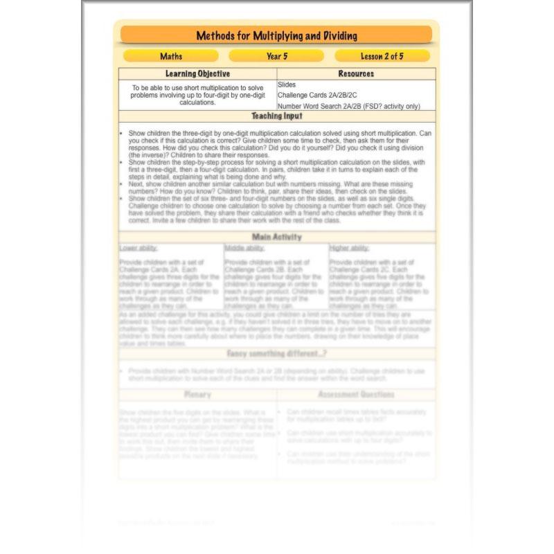 PlanBee Methods for Multiplying and Dividing - Year 5 Maths Planning - PlanBee