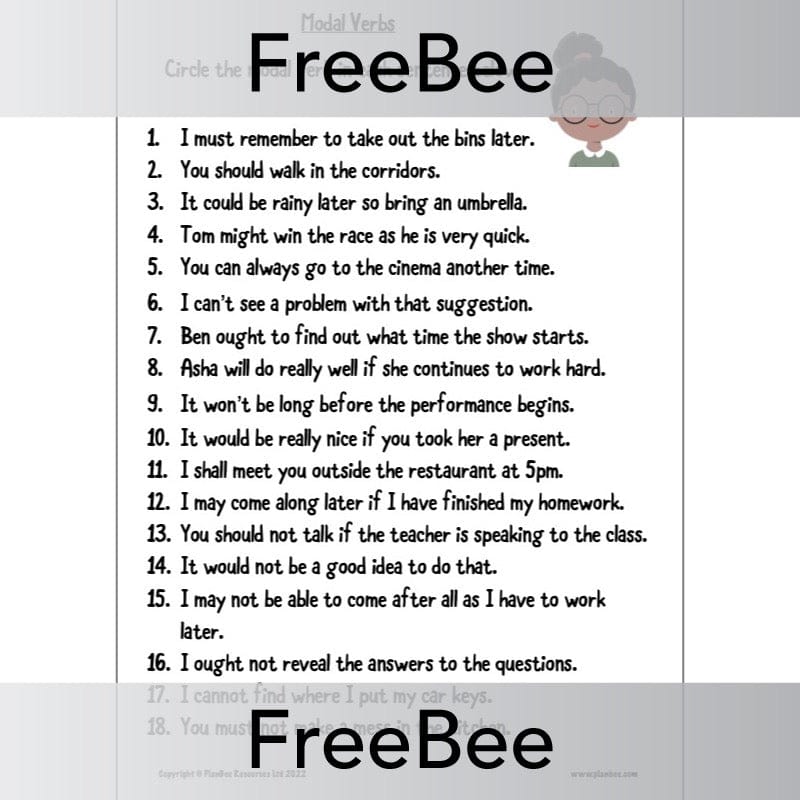 PlanBee FREE Modal Verbs Worksheet KS2 by PlanBee