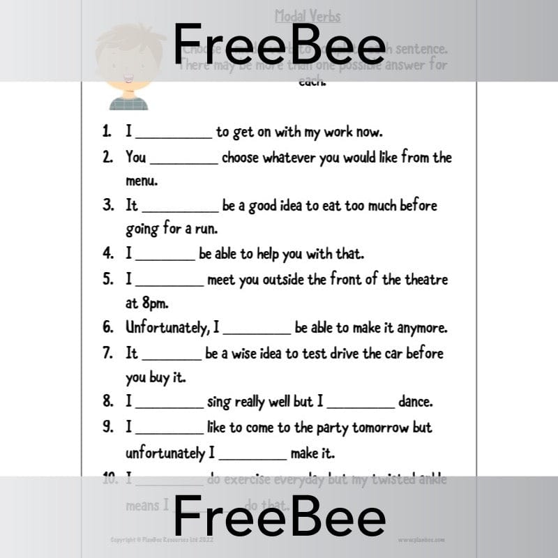 PlanBee FREE Modal Verbs Worksheet KS2 by PlanBee