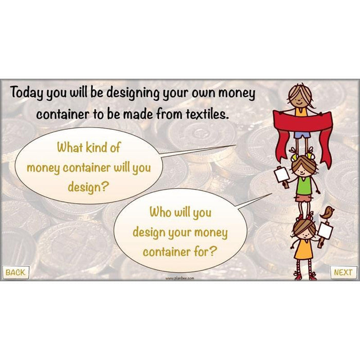 PlanBee Money Containers - Textiles DT Sewing lessons for KS2 Year 4 KS2
