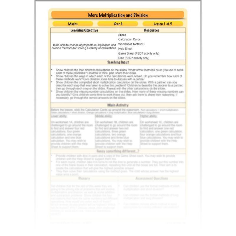 PlanBee More Multiplication and Division - Year 6 Maths Planning and Resources