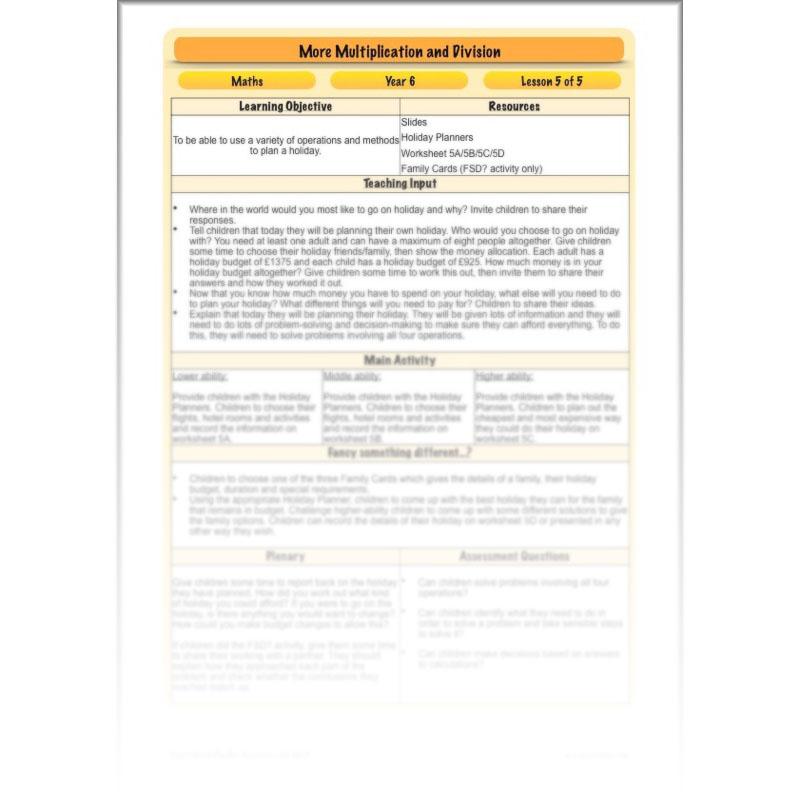 PlanBee More Multiplication and Division - Year 6 Maths Planning and Resources