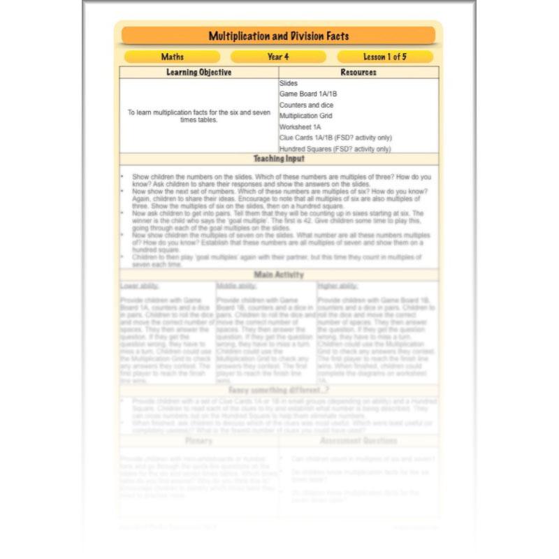 PlanBee Multiplication and Division Facts - Times Tables | Year 4 Maths
