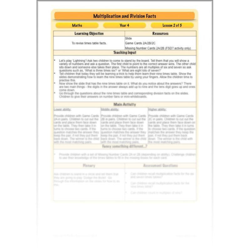 Multiplication and Division Facts Year 4 Maths by PlanBee
