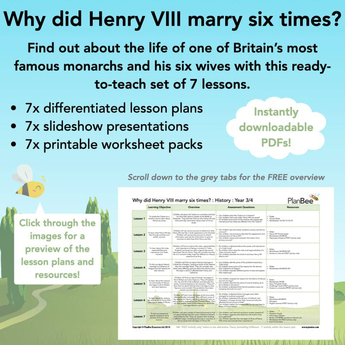 PlanBee Henry VIII KS2 History Lesson Plan Pack for Year 3 & Year 4