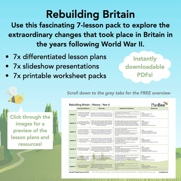 PlanBee Rebuilding Britain - WW2: Primary History Lessons for KS2