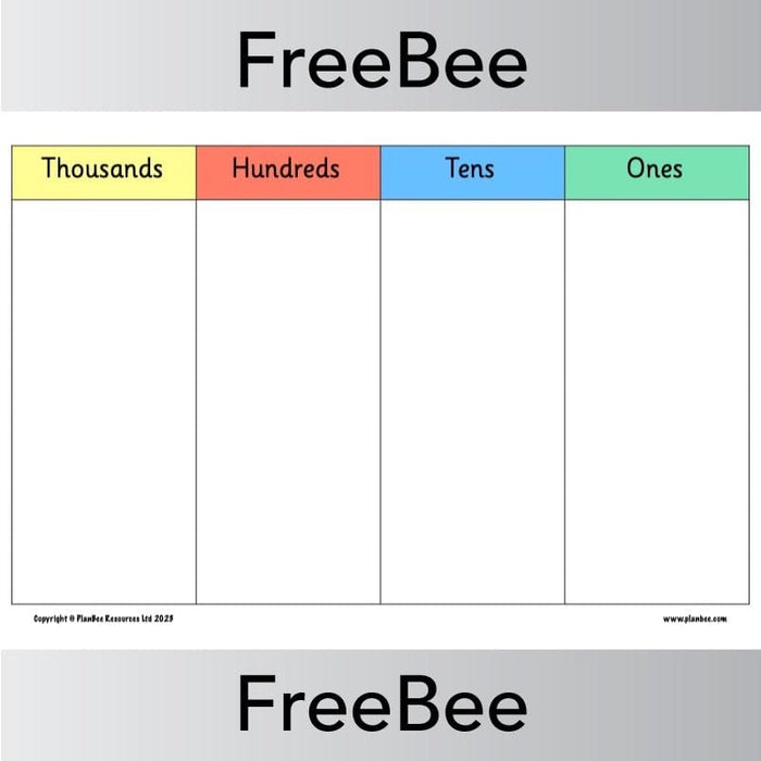 Number and Place Value Templates — PlanBee