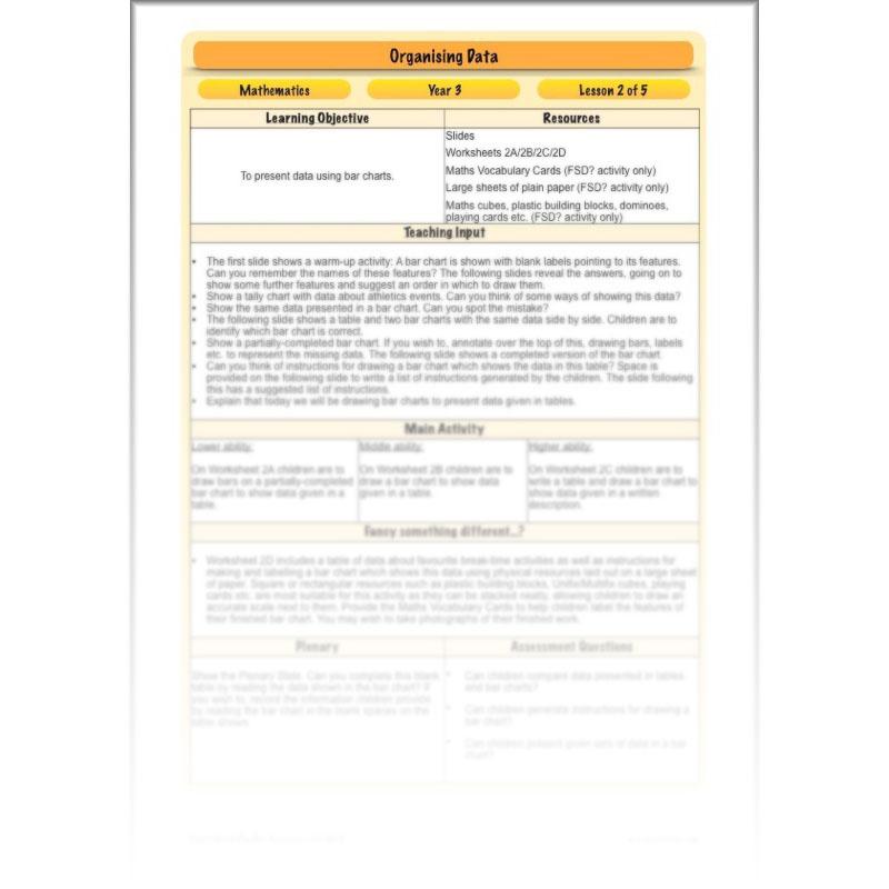 PlanBee Year 3 Statistics Organising Data PlanBee Maths Lesson