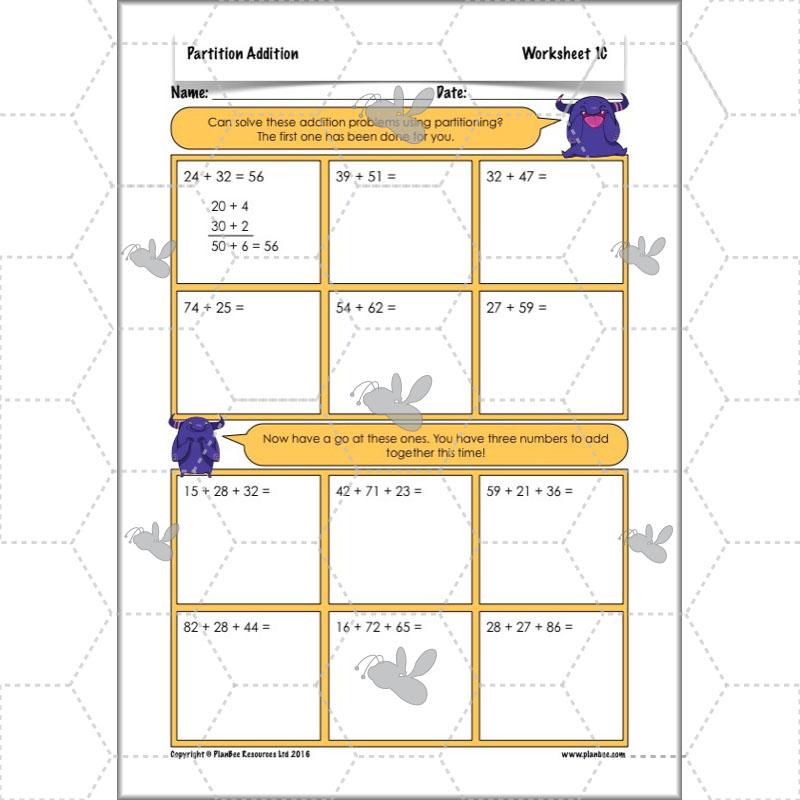 PlanBee Partition Addition: Year 3 Primary Maths Lessons and Resources