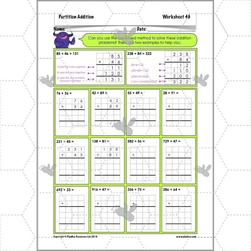 PlanBee Partition Addition: Year 3 Primary Maths Lessons and Resources