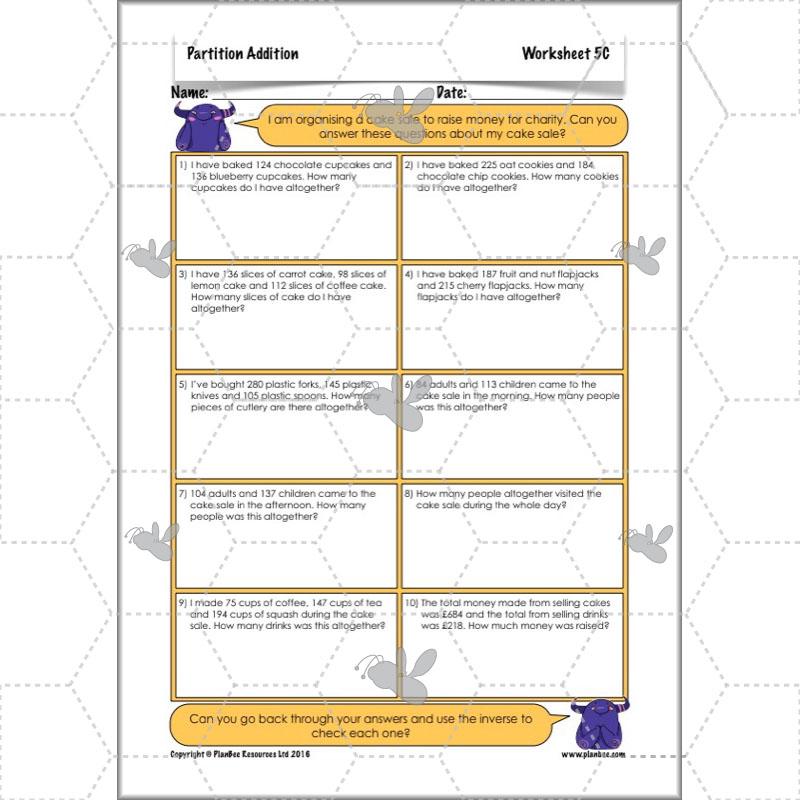 PlanBee Partition Addition: Year 3 Primary Maths Lessons and Resources