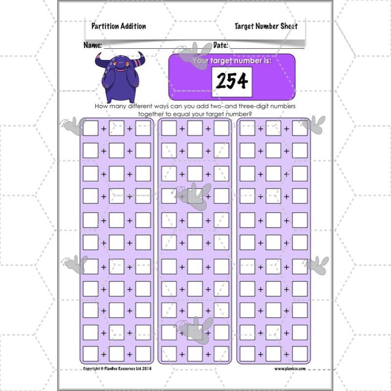 PlanBee Partition Addition: Year 3 Primary Maths Lessons and Resources