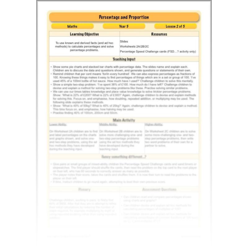 PlanBee Percentage & Proportion - Maths Planning and Resources for Year 5