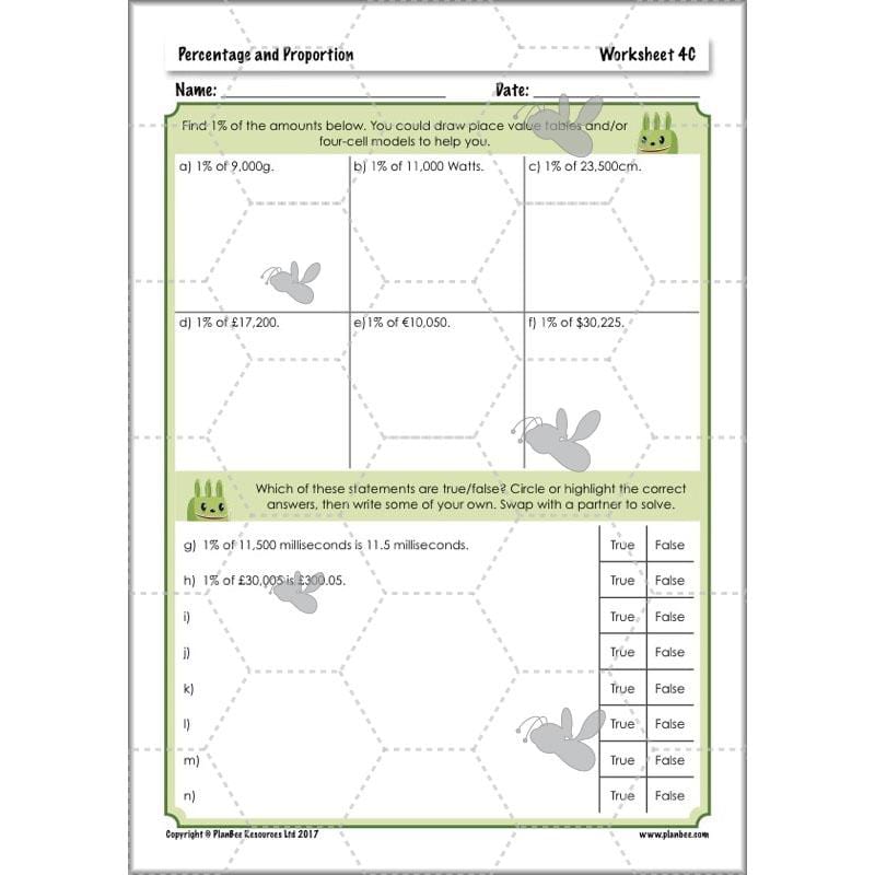 PlanBee Percentage & Proportion - Maths Planning and Resources for Year 5