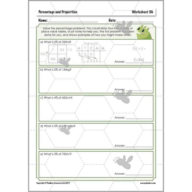 PlanBee Percentage & Proportion - Maths Planning and Resources for Year 5