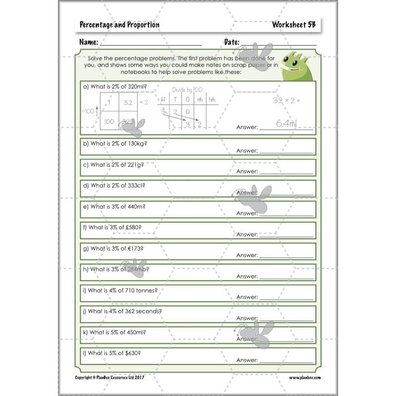 PlanBee Percentage & Proportion - Maths Planning and Resources for Year 5