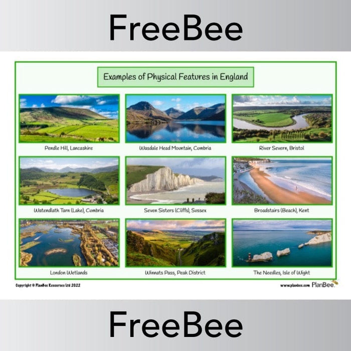 PlanBee Free Physical features of the UK Photo Mat by PlanBee