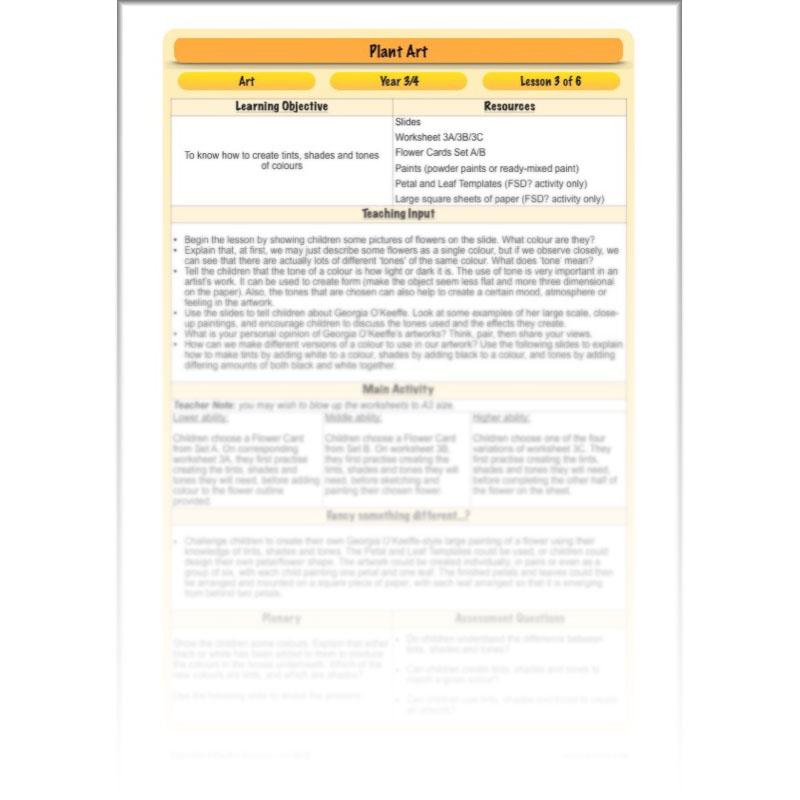 PlanBee Plant Art Lessons Year 3 & Year 4 PlanBee Art scheme of work