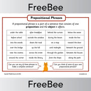 PlanBee FREE Prepositional Phrase List by PlanBee