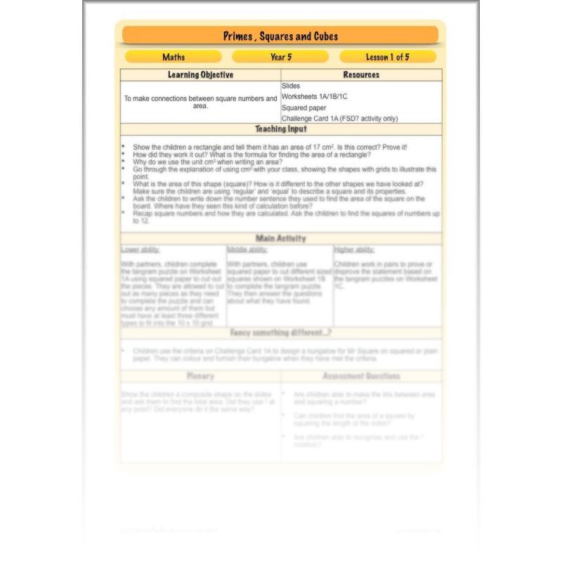 PlanBee Primes, Squares & Cubes - Year 5 Maths Planning & Resources - PlanBee