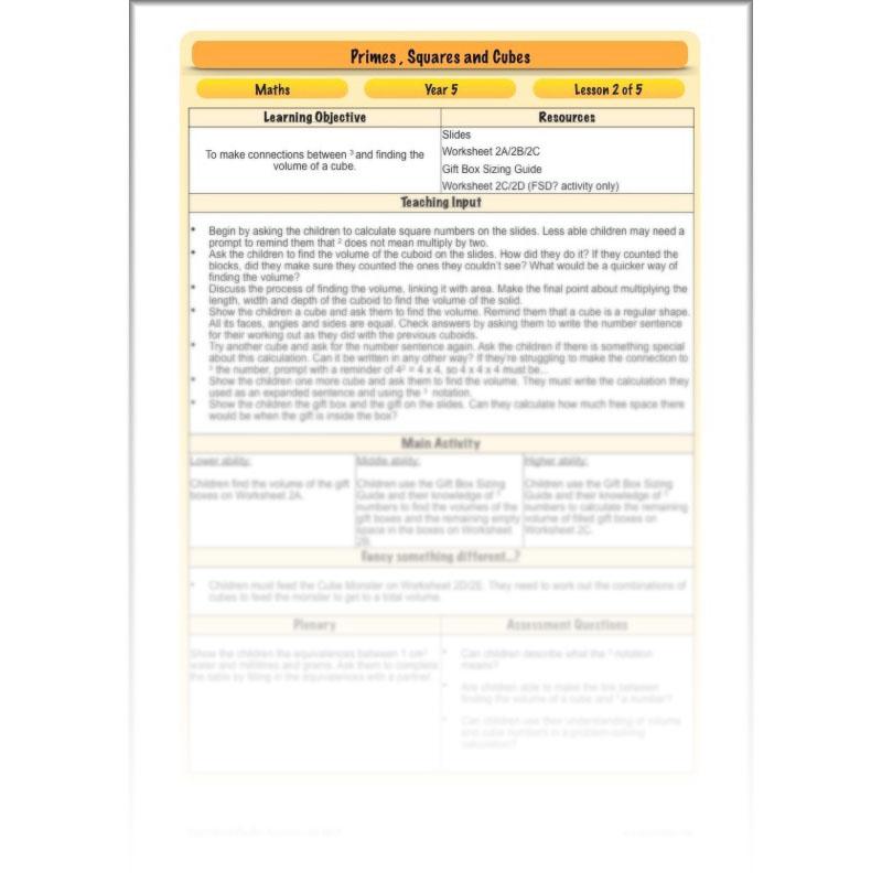 PlanBee Primes, Squares & Cubes - Year 5 Maths Planning & Resources - PlanBee