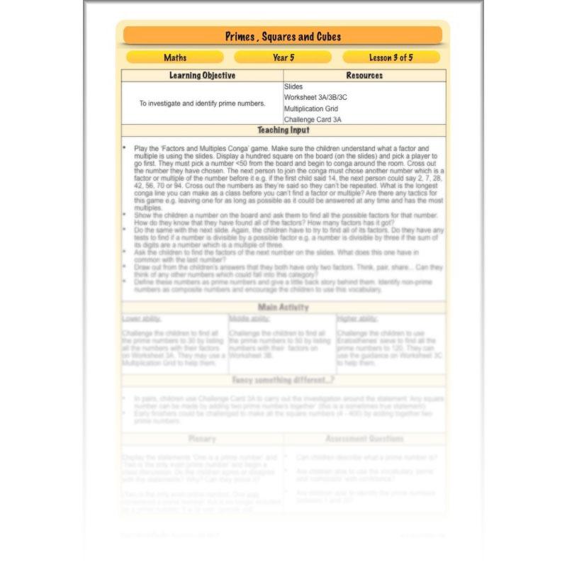 PlanBee Primes, Squares & Cubes - Year 5 Maths Planning & Resources - PlanBee