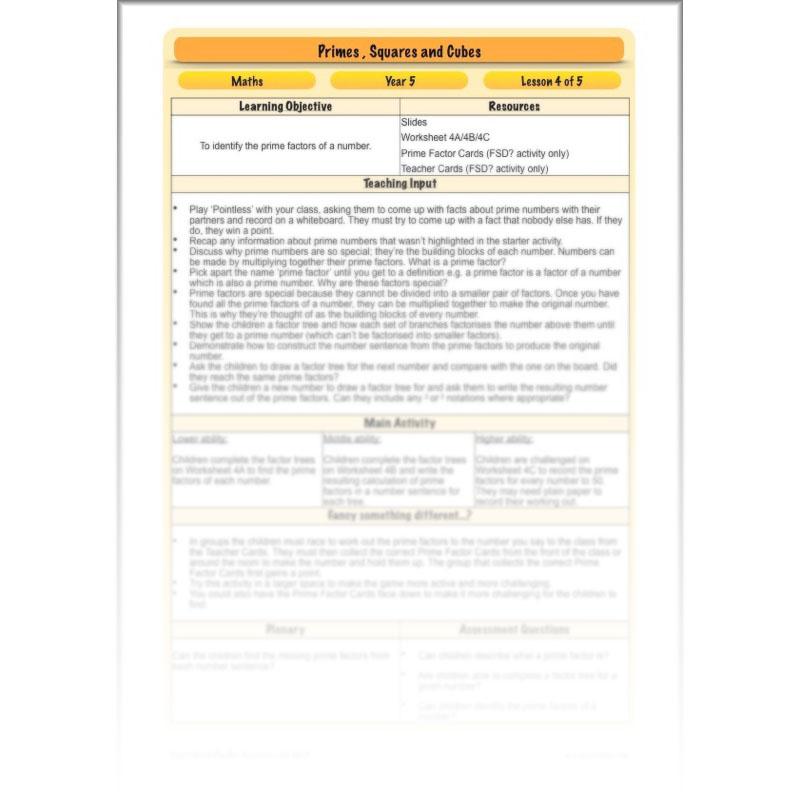 PlanBee Primes, Squares & Cubes - Year 5 Maths Planning & Resources - PlanBee