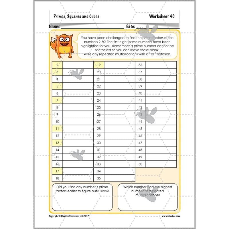 PlanBee Primes, Squares & Cubes - Year 5 Maths Planning & Resources - PlanBee