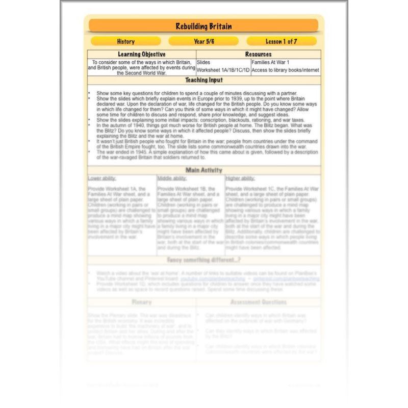PlanBee Rebuilding Britain - WW2: Primary History Lessons for KS2