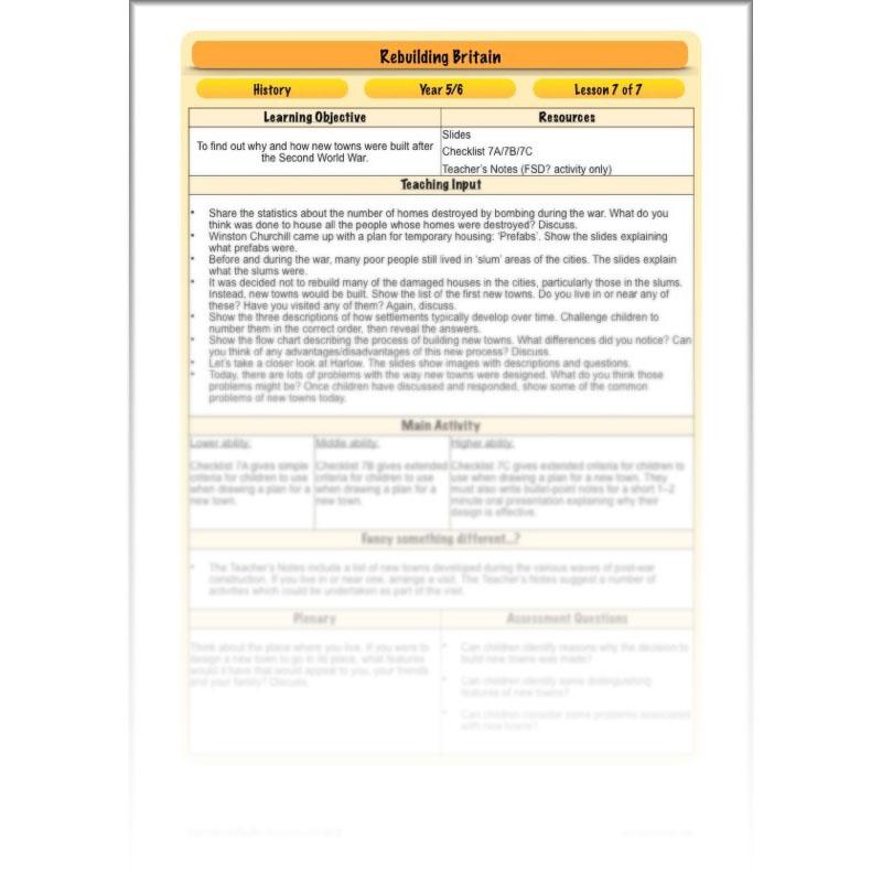 PlanBee Rebuilding Britain - WW2: Primary History Lessons for KS2