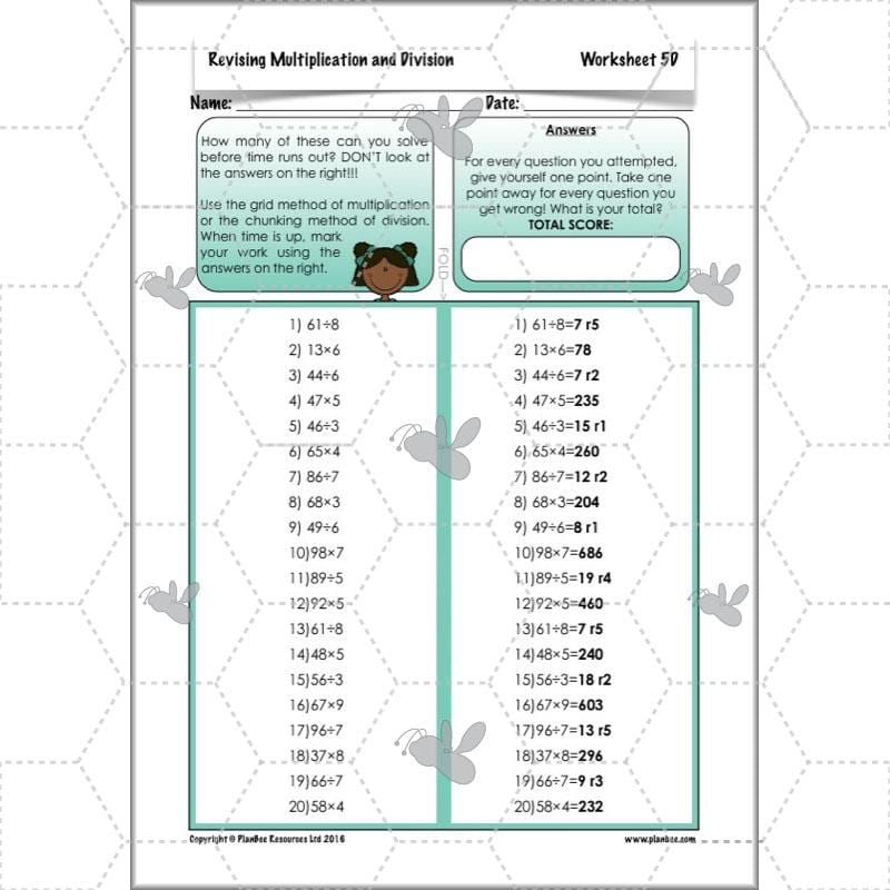 PlanBee Revising Multiplication and Division: Maths Lesson Plans for Year 4