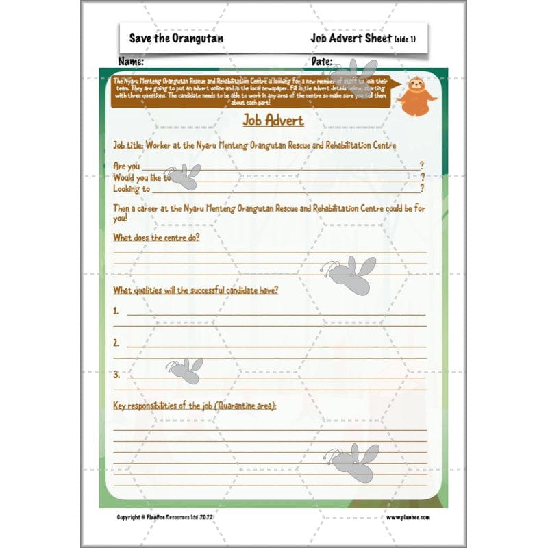 PlanBee Save the Orangutan KS2 Geography Planning Pack | PlanBee