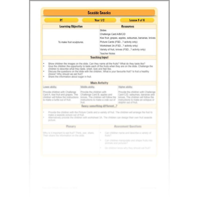 PlanBee Seaside Snacks: Primary DT Cookery Lessons for KS1 from PlanBee